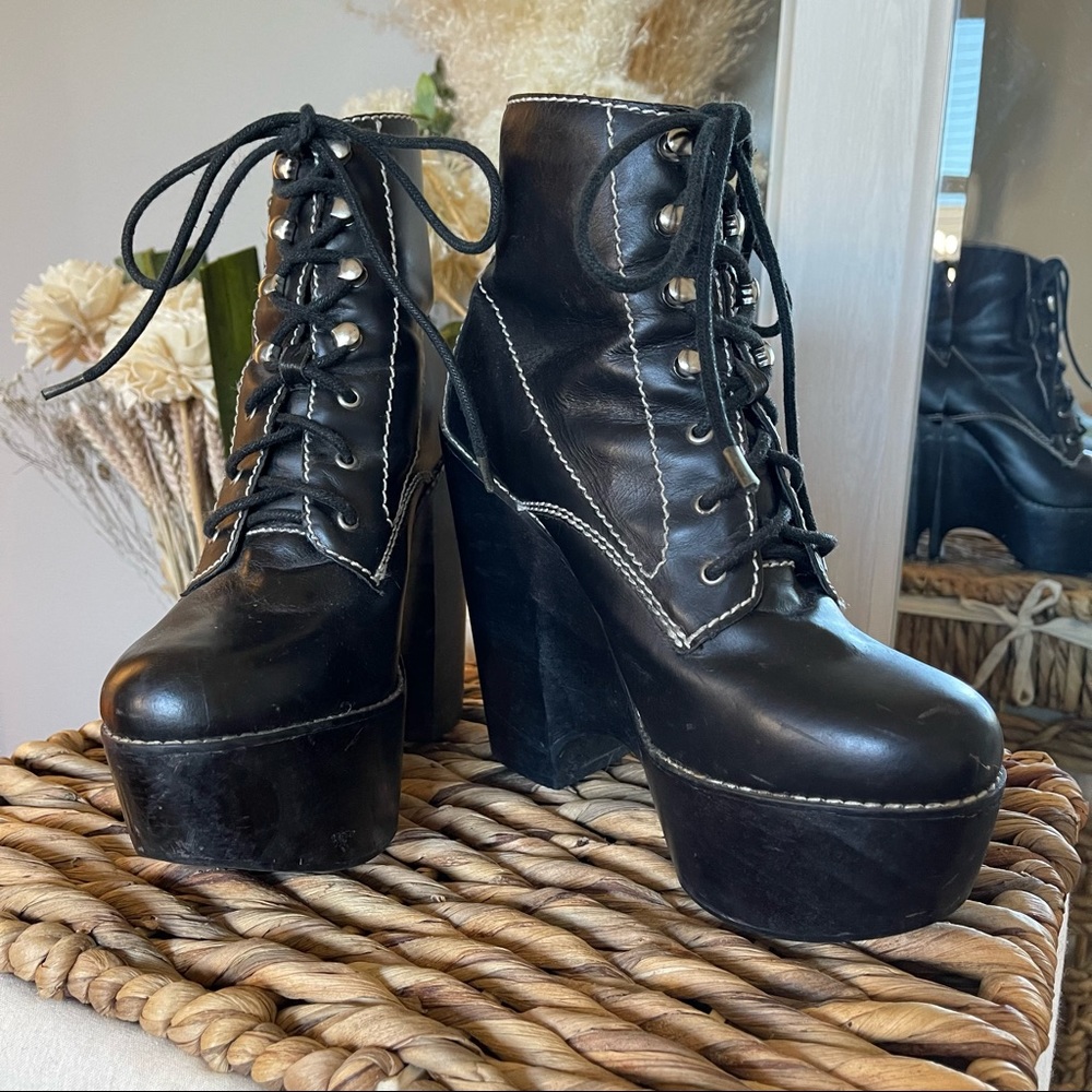 Jeffrey Campbell Black Lace Up Platform Boot - Tardy 8